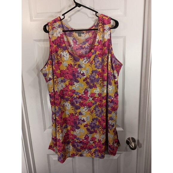 Jessica London Top Plus Size 24W Multicolor Floral Sleeveless - Picture 1 of 8